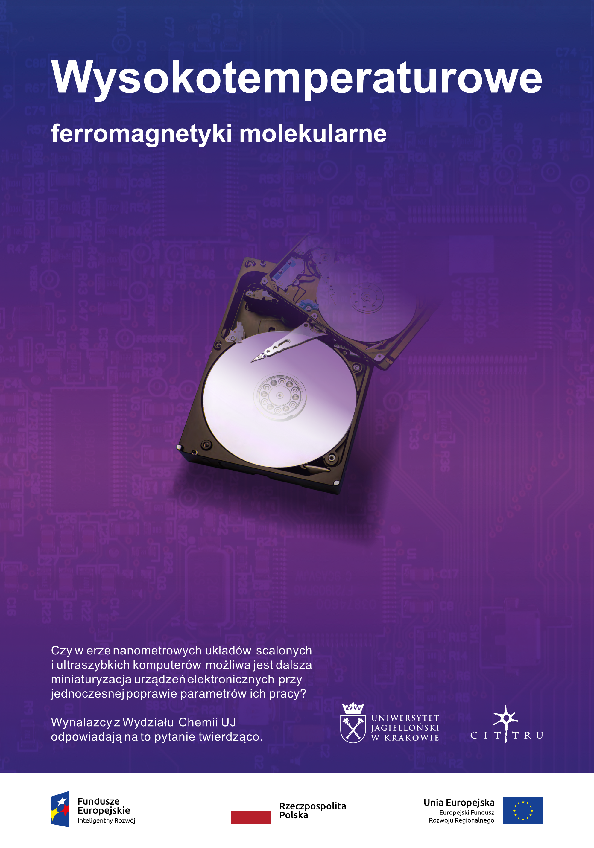 Plakat przedstawia dysk komputerowy
